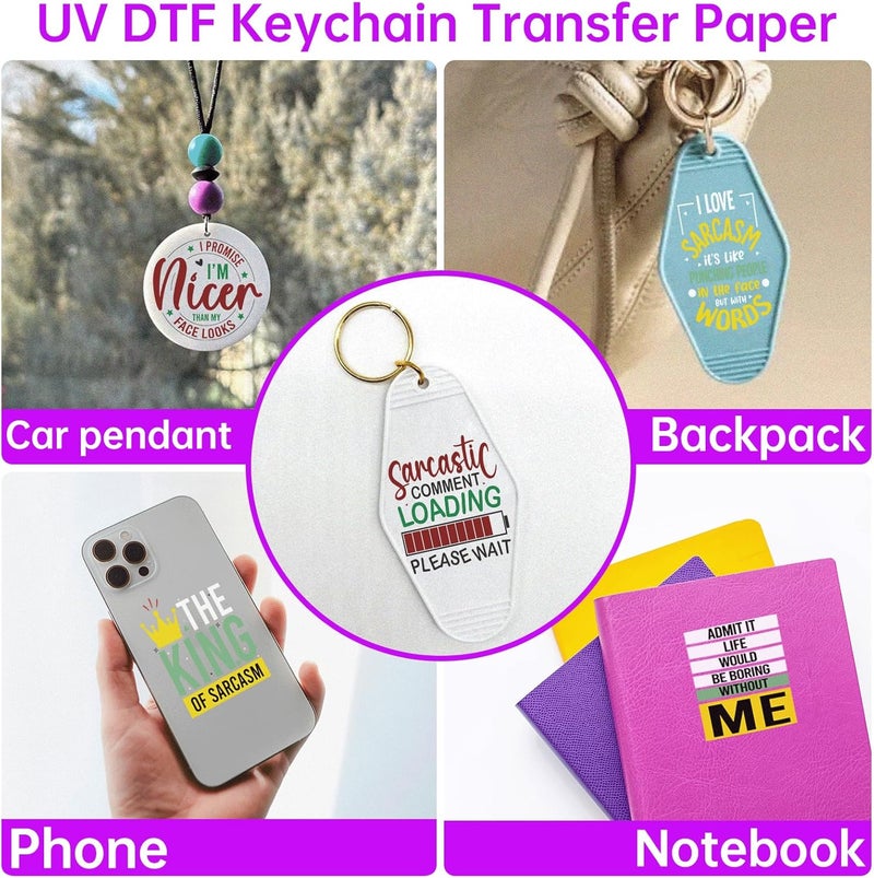 CHNVICK 48PCS UV DTF Keychain Transfer, Humor and Sarcastic Quotes UV DTF wrap with Bright Colors and Beautiful Design for Keychain, Laptop, Greeting Card Decoration - Image 5